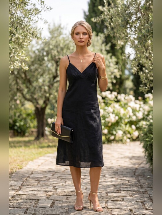 Helen Wang Dresses & Skirts - Helen Wang New York Black Contrast Trim V-Neck Slip Dress Size 4